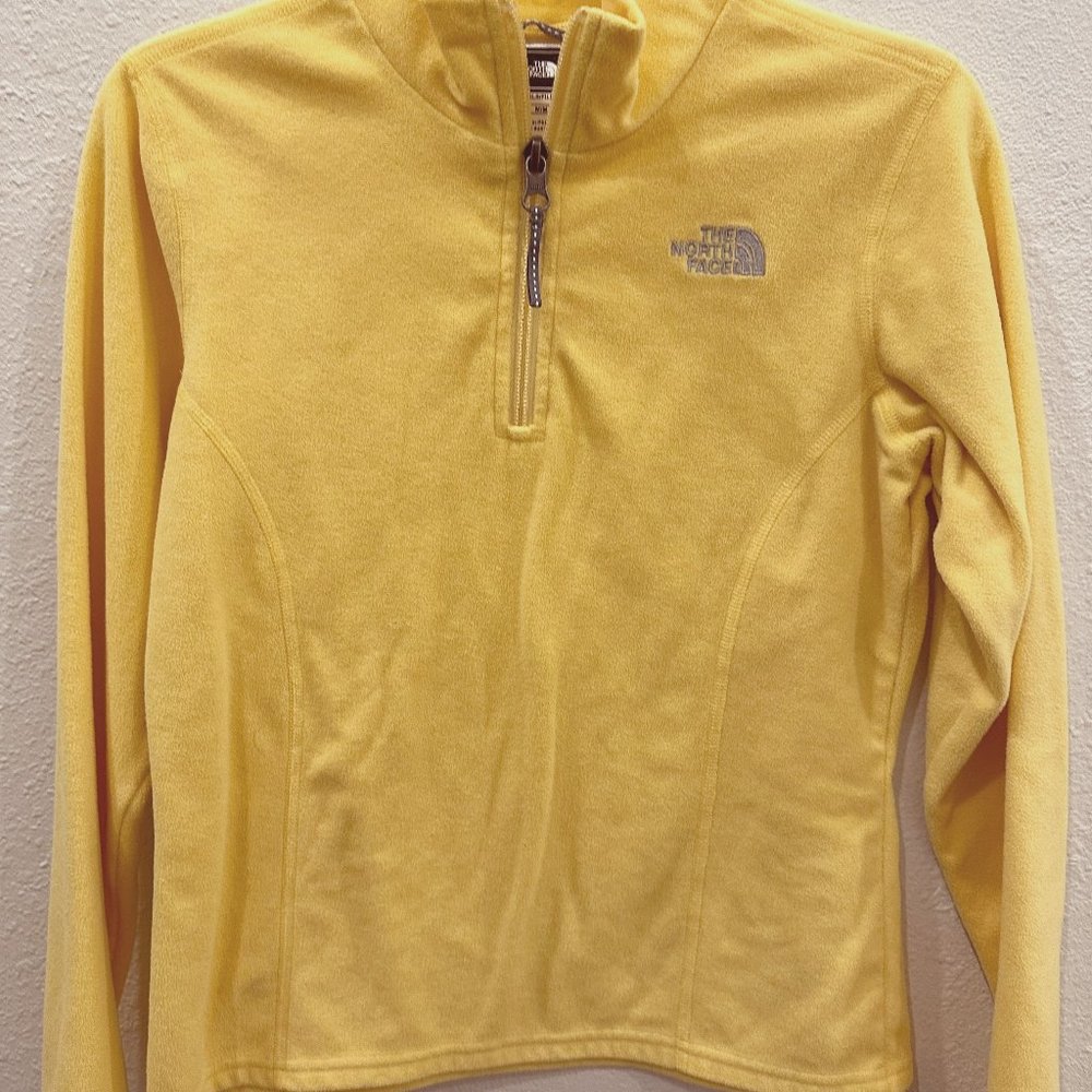 THE NORTH FACE Girls Pale Yellow 1/2 Half Zip Fleece Pullover M